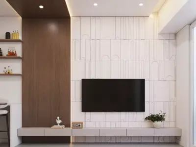 Modern 1 Bedroom Apartment   Complete Interior 3D Scene 3D model