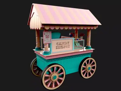 Candy Cart Low-poly 3D model