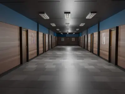 Hotel Corridor Low-poly 3D model