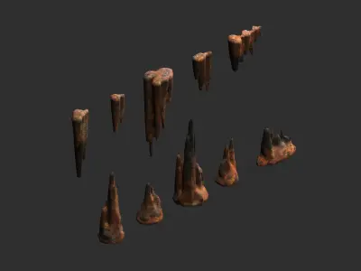 Cave Rock Pack 1 - Rust Low-poly 3D model