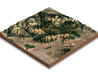 Mountains terrain Low-poly 3D model