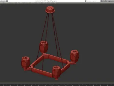 Chartier Square Chandelier low poly 3d model Low-poly 3D model