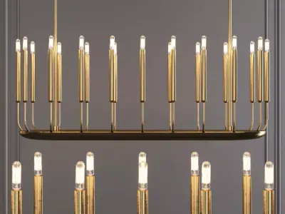 Restoration Hardware QUENOUILLES LINEAR CHANDELIER 50 Brass 3D model