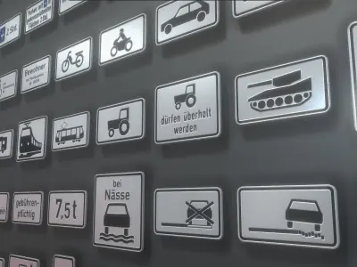 Additional traffic signs -2 Low-poly 3D model