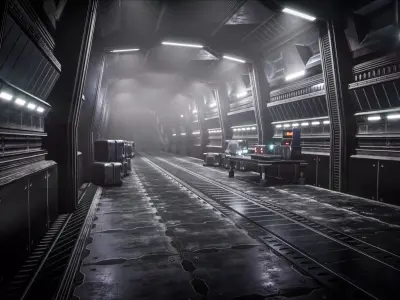 Cyberpunk Sci-fi Modular Corridor Scene Low-poly 3D model