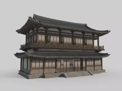Asian Ancient Architecture Tavern Teahouse 3D model