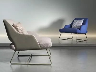 Blazer lounge chair with legs 3D model