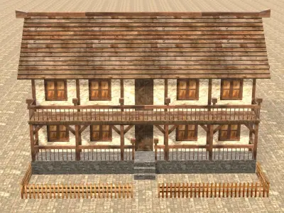Medieval house fourteen 3 Low-poly 3D model