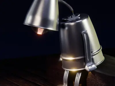 sad stylized desk lamp 3D model