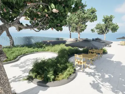 Realistic Park 3D Scene Low-poly 3D model