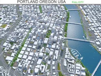 Portland City Oregon USA Low-poly 3D model