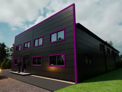 Modern Industrial Hall 3D Model  Black Metal 3D model