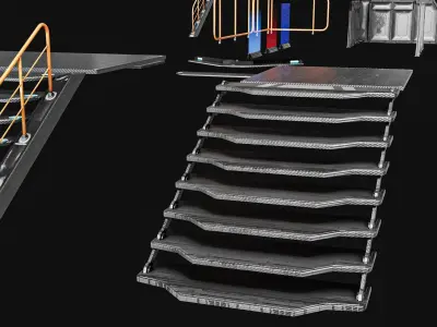 Sci-fi Staircase And floor plate Pack Low-poly 3D model
