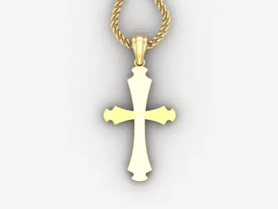 Light Gold 18K Cross Pendant 1CP033 3D print model