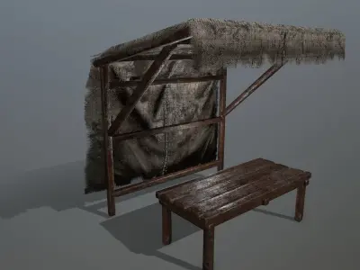 market  bench Low-poly 3D model