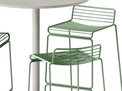 Soft Cafe Table by Muuto and Hee Bar Stool by Hay 3D model