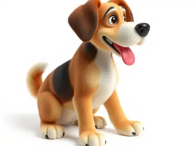 Cartoon Family Dog with Floppy Ears and Big Paws model pack Low-poly 3D model
