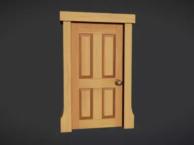 wooden door illustration 3D model