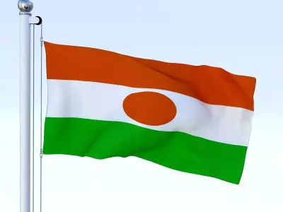 Animated Niger Flag Low-poly 3D model
