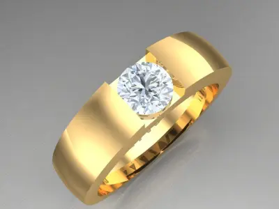 Light Gold Diamond Men Ring 2MR033 3D model