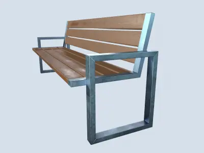 Street bench low poly pbr game ready Low-poly 3D model 5