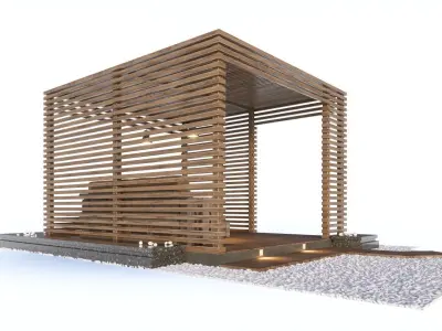 Loft style wooden arbor 3D model