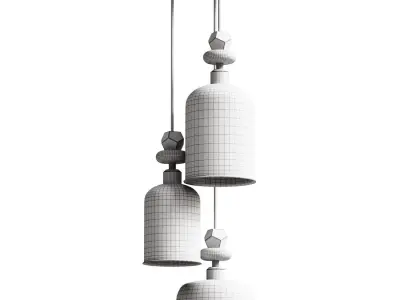 Color trio pendant lamp with different shaped lampshades 3D model