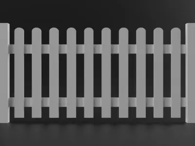 Four low poly fences Low-poly 3D model