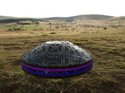 Futuristic UFO  Spaceship Free low-poly 3D model