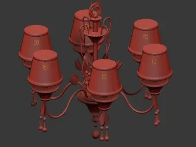 Antique Gold Chandeliers 3D model