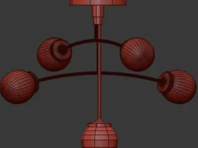 Untitled four light brass ceiling fixture with balls 3D model