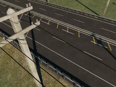 Highway with telephone poles and power lines 3D model