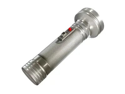 Vintage retro steel flashlight da1 Low-poly 3D model