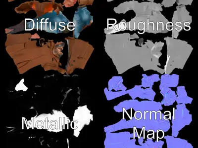 Bald Strongman in Trench Coat Rigged and Animated D Model Low-poly 3D model