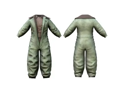 Old Vintage Green Pilot Full Uniform Outfit Low-poly 3D model