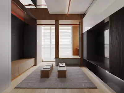 Minimalist interior space 3D model
