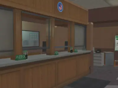 Bank 3D model low poly front desk in video game 3D model