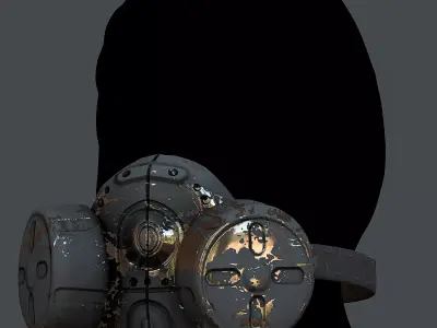 Gas mask helmet 3d model scifi Low-poly  Low-poly 3D model