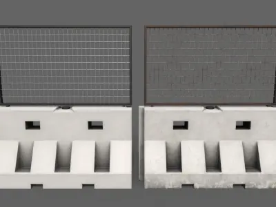 PBR Traffic Barrier White Low-poly 3D model