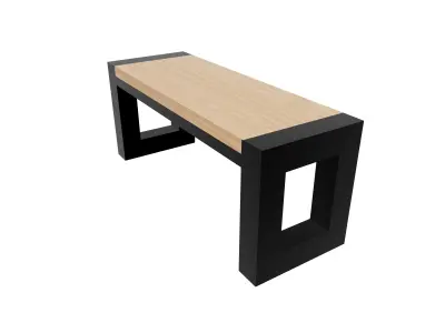 Loft Style Table and Bench 3D model