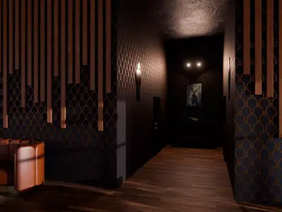 Modern Elegant Restaurant Interior - Blender Scene Low-poly 3D model