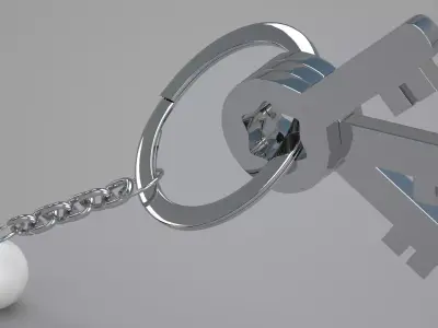 Cue Snooker Ball with Keychain 3D model