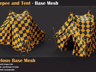 15 Tepee and Tent Base Mesh - VOL 29   3D model