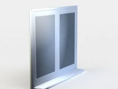 Door with glass Low-poly 3D model