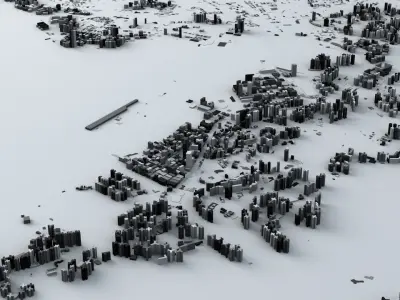 Hong Kong City Streets and Buildings 3D model