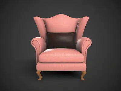 Wingback Chairs 002 Low-poly 3D model