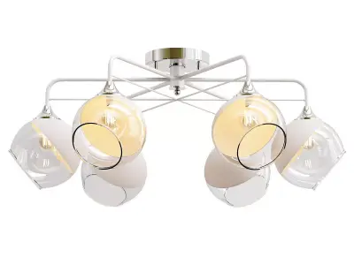miram-a1521pl-6wh ceiling light with six glass globes 3D model