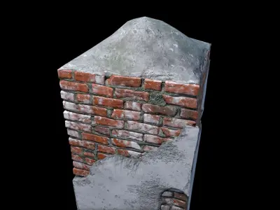 Low poly Wall brick with hole in it Low-poly 3D model