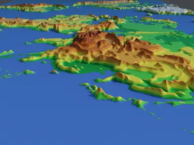 Topographic map of the world 3D model