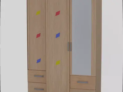 Closet wardrobe with doors and drawers Free 3D model